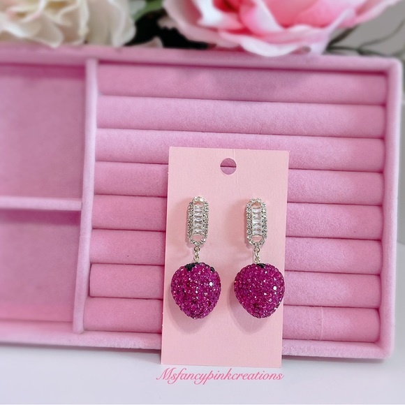 Strawberry rhinestone earrings - Picture 5 of 5